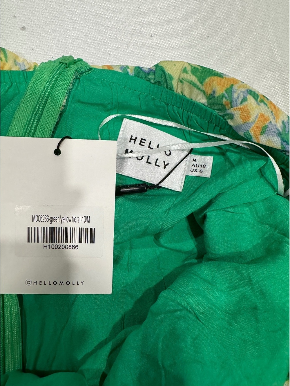 NWT Hello Molly Green Floral Strapless Ruched Bubble Hem Mini Dress Medium 6 - Picture 6 of 9